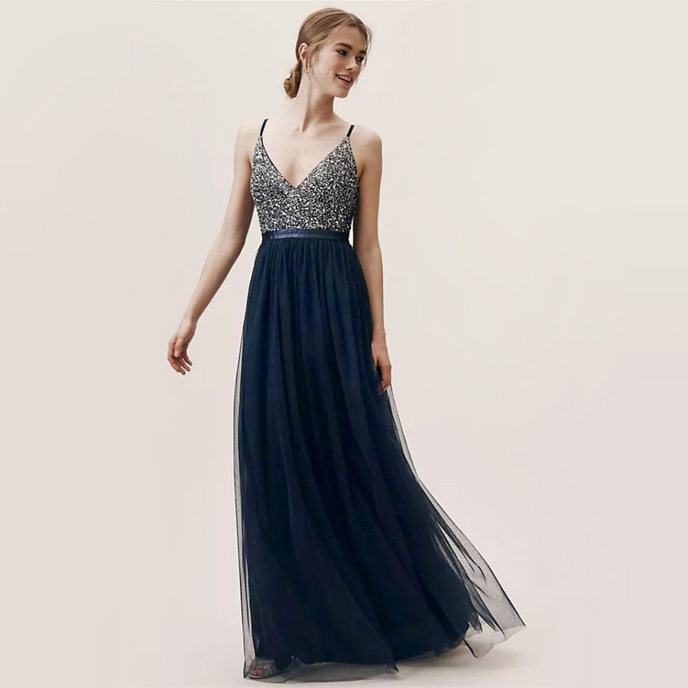 BHLDN | Beaded Tulle Avery Gown in Midnight | NWT